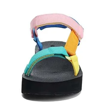 Women's Platform Sandals Casual Wedge Adjustable Velcro Arch Support Yoga Mat Heeled Flatform Sandals Shoes