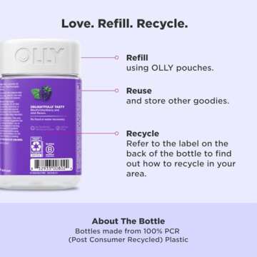 OLLY Sleep Gummy, 3 mg Melatonin, L-Theanine, Chamomile, Lemon Balm, Sleep Aid, Blackberry - 70 Count