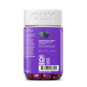 OLLY Sleep Gummy, 3 mg Melatonin, L-Theanine, Chamomile, Lemon Balm, Sleep Aid, Blackberry - 70 Count
