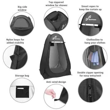 Sportneer Pop Up Privacy Shower Tent, Portable Changing Room Pop Up Changing Tent 75inches x 47inches x 47inches Shower Tent with Carry Bag for Camping & Beach, Easy Set Up, Foldable