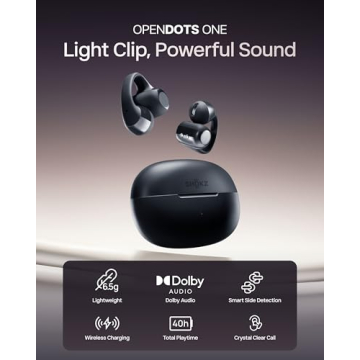 SHOKZ OpenDots ONE - Lightweight Clip-On Wireless Earbuds with Microphone and Water Resistance