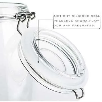 Kingrol 4 Pack 34 Ounces Glass Jars for Food Storage with Airtight Seal