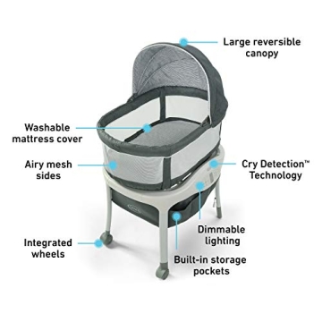 Graco Sense2Snooze Bassinet with Cry Detection to Soothe Baby