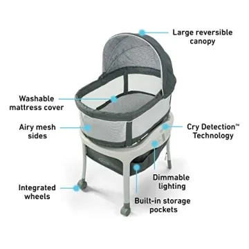 Graco Sense2Snooze Bassinet with Cry Detection to Soothe Baby