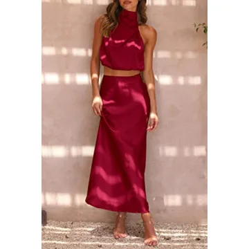 Elegant PRETTYGARDEN Women's 2 Piece Satin Set