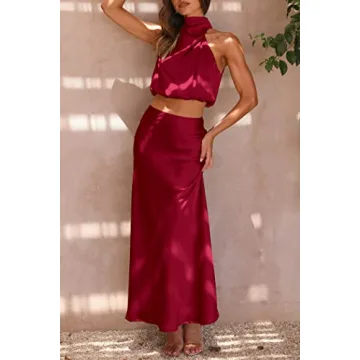 Elegant PRETTYGARDEN Women's 2 Piece Satin Set