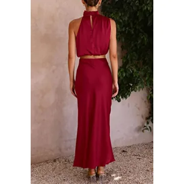 Elegant PRETTYGARDEN Women's 2 Piece Satin Set