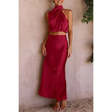 Elegant PRETTYGARDEN Women's 2 Piece Satin Set