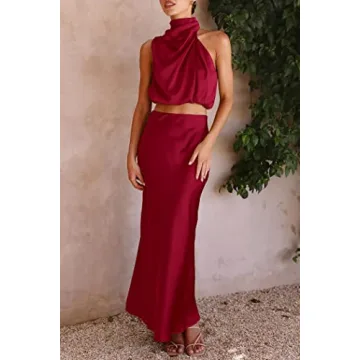 Elegant PRETTYGARDEN Women's 2 Piece Satin Set