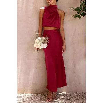 Elegant PRETTYGARDEN Women's 2 Piece Satin Set