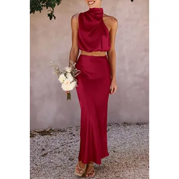 Elegant PRETTYGARDEN Women's 2 Piece Satin Set