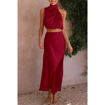 Elegant PRETTYGARDEN Women's 2 Piece Satin Set