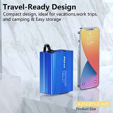 150W Car Power Inverter DC 12V to 110V AC Converter with 3.1A Dual USB Power inverters for Vehicles,Road Trip Essentials Camping Accessories Blue