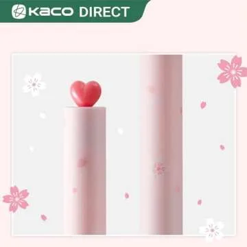 Kaco FIRST Gel Pens Cute Stationery, Pack of 2 Pieces Heart Pen Set with Extra 4 Black Refills (2 Pink)