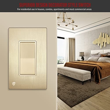 ENERLITES Elite Series Decorator Light Switch - Gold Finish