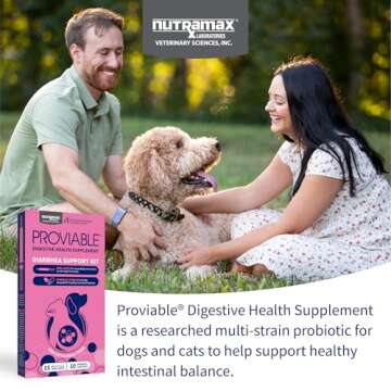 Nutramax Proviable Digestive Health Supplement Kit with Multi-Strain Probiotics and Prebiotics for Cats and Small Dogs, With 7-Strains of Bacteria, 15 mL Paste and 10 Capsules