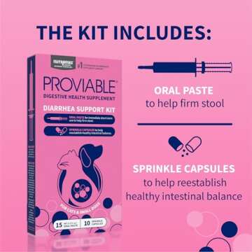 Nutramax Proviable Digestive Health Supplement Kit with Multi-Strain Probiotics and Prebiotics for Cats and Small Dogs, With 7-Strains of Bacteria, 15 mL Paste and 10 Capsules