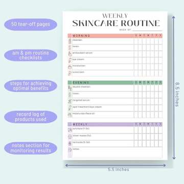 Be Bungalow Skin Care Routine Tracker: Weekly To-Do List Notepad for Facial Skin Care Products, Beauty Care, and Self Care Essentials - Perfect Self Care Gift for Women and Teens