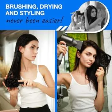 Janeke Original Patented Superbrush Detangler Brush Anti-static Hairbrush Easy For Wet or Dry Use Flexible with Nylon Bristle Great for All Hair Types - Long Thick Curly (Black)