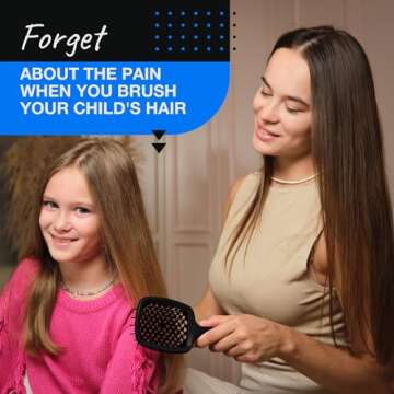 Janeke Original Patented Superbrush Detangler Brush Anti-static Hairbrush Easy For Wet or Dry Use Flexible with Nylon Bristle Great for All Hair Types - Long Thick Curly (Black)