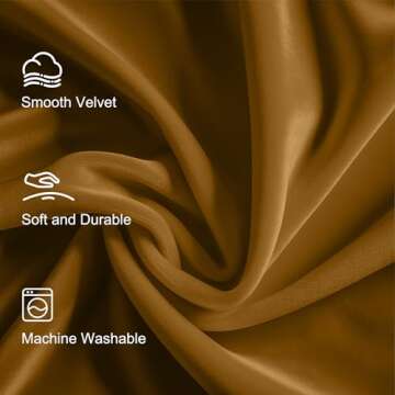 jinchan Velvet Blackout Curtains for Living Room, Thermal Insulated Luxury Drapes for Bedroom 96 Inch Long, Room Darkening Window Treatments Rod Pocket 2 Panels, Gold Brown