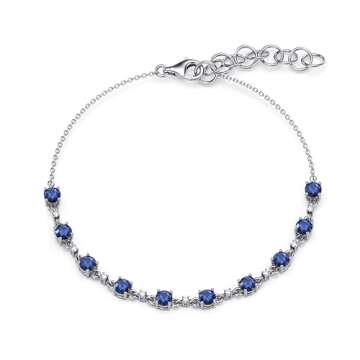 Elegant Blue Sapphire & Diamond Chain Bracelet for Women