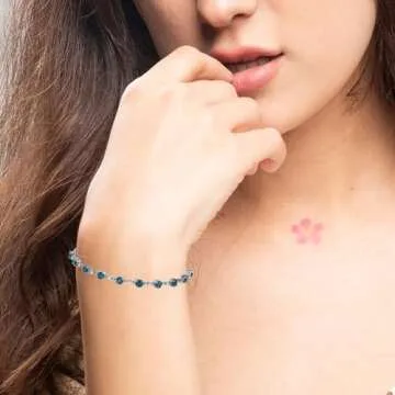 Elegant Blue Sapphire Diamond Chain Bracelet for Women