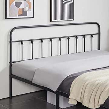 Yaheetech Classic Metal Platform Bed Frame Mattress Foundation with Victorian Style Iron-Art Headboard/Footboard/Under Bed Storage/No Box Spring Needed/California King Size Black