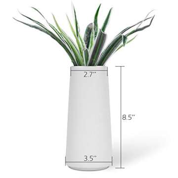 VanEnjoy 8.5" Desktop Minimalist White Ceramic Vases Home Office Decoration Frosting Finish Vase
