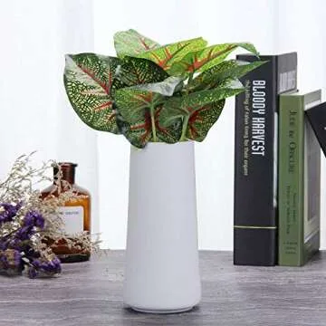 VanEnjoy 8.5" Desktop Minimalist White Ceramic Vases Home Office Decoration Frosting Finish Vase