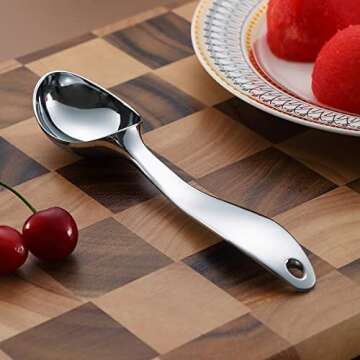 Kyraton 6.9 inches Heavy Duty Ice Cream Scoop - Durable Stainless Steel Scooper for Gelato, Sorbet, ...