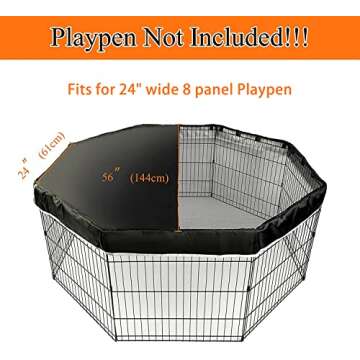PJYuCien Dog Playpen Mesh Top Cover, Fits 24 Inch 8 Panels Regular Octagon Metal Exercise Pet Pen, A...