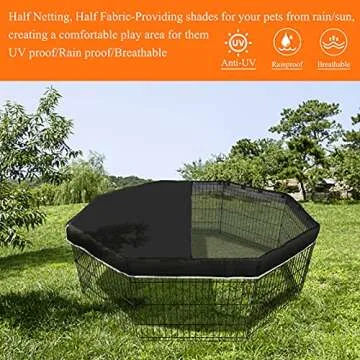 PJYuCien Dog Playpen Mesh Top Cover, Fits 24 Inch 8 Panels Regular Octagon Metal Exercise Pet Pen, Adhesive Tape Connections, Black (Note: Cover Only, Fence Not Included)