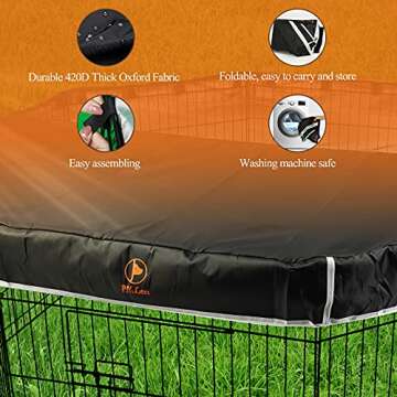 PJYuCien Dog Playpen Mesh Top Cover, Fits 24 Inch 8 Panels Regular Octagon Metal Exercise Pet Pen, Adhesive Tape Connections, Black (Note: Cover Only, Fence Not Included)