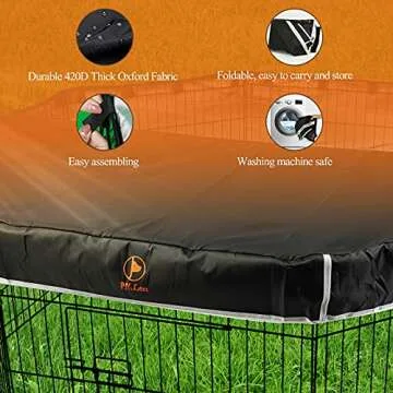 PJYuCien Dog Playpen Mesh Top Cover, Fits 24 Inch 8 Panels Regular Octagon Metal Exercise Pet Pen, Adhesive Tape Connections, Black (Note: Cover Only, Fence Not Included)