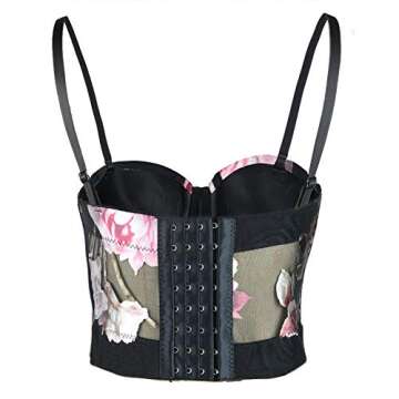 Floral Mesh Bustier Crop Top For Parties and Clubs