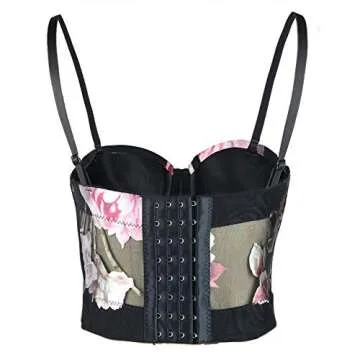 Floral Mesh Bustier Crop Top For Parties and Clubs