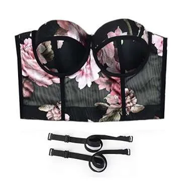 Floral Mesh Bustier Crop Top For Parties and Clubs