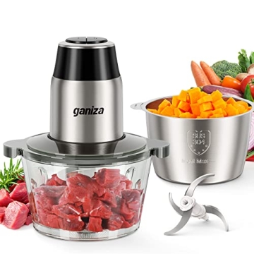 GANIZA Food Processor: Electric Chopper with 2 Bowls and 450W Motor for Efficient Cooking
