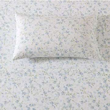 Shabby Chic® - King Sheets, Soft & Breathable Organic Cotton Bedding Set, Floral Home Decor with Ru...