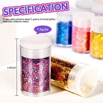 LEOBRO Holographic Chunky Glitter Set, 32 Color Variety