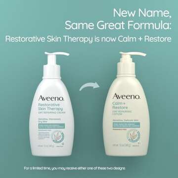 Aveeno Calm + Restore Oat Repairing Body Lotion for Sensitive Skin, Daily Moisturizer with Prebiotic...
