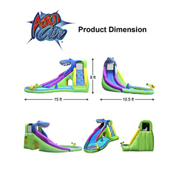 ACTION AIR Shark Bounce House with Slide for Kids Backyard Fun