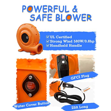 ACTION AIR Shark Bounce House with Slide for Kids Backyard Fun