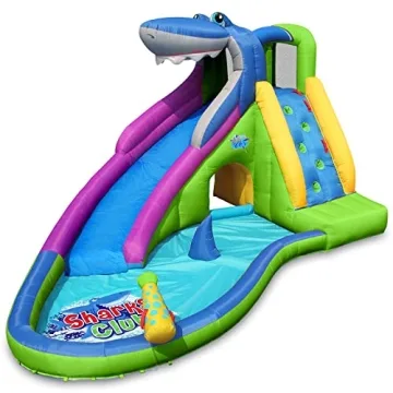 ACTION AIR Shark Bounce House with Slide for Kids Backyard Fun