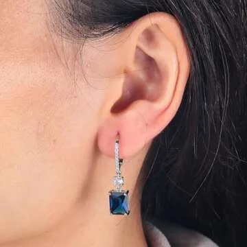 CiNily Valentine's Day Earrings Leverback Earrings for Women Rectangular-cut Drop Dangle Earrings Hy...