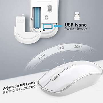 Wireless Keyboard and Mouse,J JOYACCESS USB Slim Wireless Keyboard Mouse with Numeric Keypad Compatible with iMac Mac PC Laptop Tablet Computer Windows -Silver White