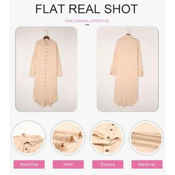 Dokotoo Women Elegant Casual Summer Spring Button Down Front Long Sleeve Maxi Dress Long Cardigan Cover Ups Shirt Dresses