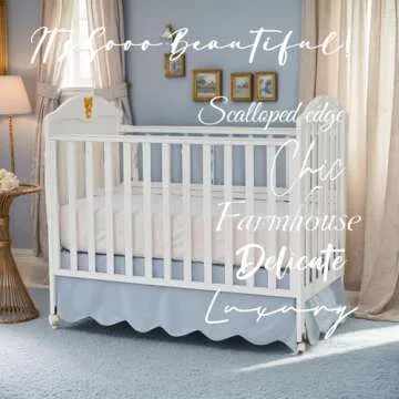 Brandream Scallop Edge Cotton Crib Skirt, Baby Boy Girl Gender Neutral Crib Skirt Toddler Bedskirt F...