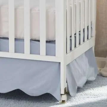 Brandream Scallop Edge Cotton Crib Skirt, Baby Boy Girl Gender Neutral Crib Skirt Toddler Bedskirt Farmhouse Chic Nursery Crib Bed Skirt, Boho Bohemian Solid Mist Blue